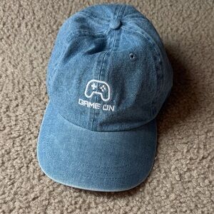 Game On Embroidered Denim Baseball Cap - Blue